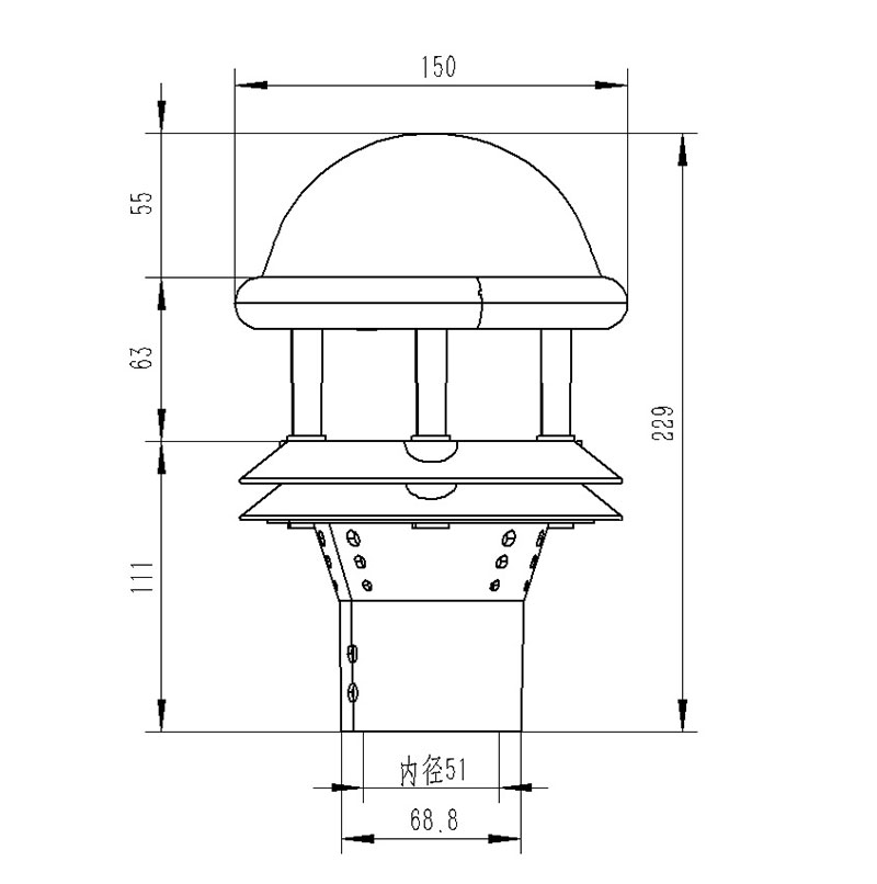 降雨量普及型傳感器產品尺寸圖