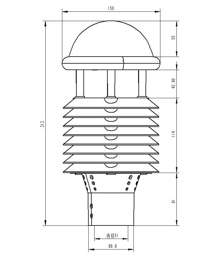 多合一環(huán)境監(jiān)測傳感器產品尺寸圖