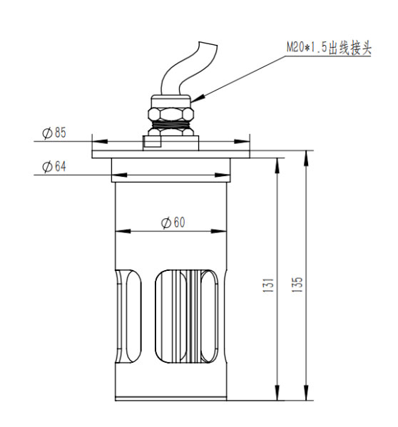 電力積冰檢測傳感器產(chǎn)品尺寸圖